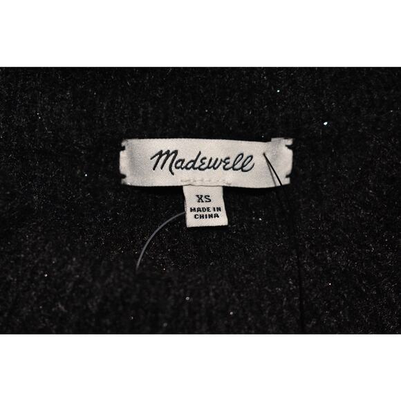MADEWELL NEW $98 Eaton Puff-Sleeve Pullover Sweater Metallic / True Black XS - Picture 5 of 5